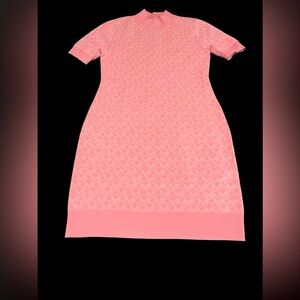 Pink Michael Kors logo mock neck short sleeve dress